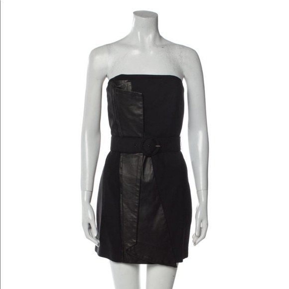 Alice + Olivia strapless wool and leather mini Dress - Picture 1 of 4